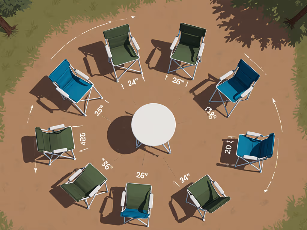 camp seating layout showing chair-to-table height alignment